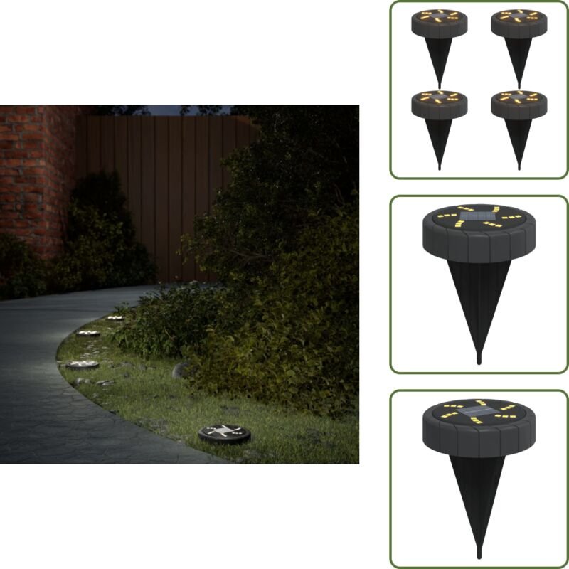 The Living Store - Solar-Bodenleuchten mit Erdspieß 4 Stk. Warmweiß - Solarlaterne - Gartenbeleuchtung - Außenscheinwerf...