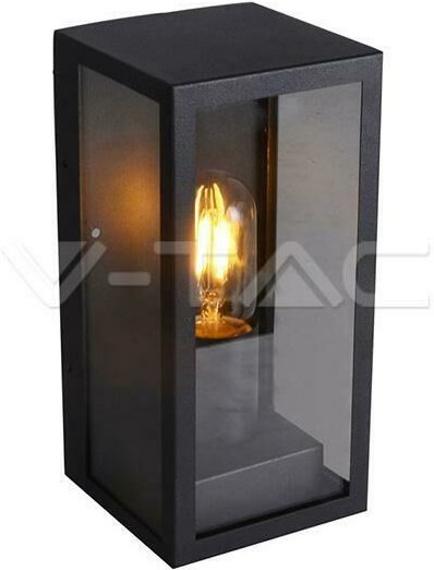 Quadratische LED-Gartenlampe, E27-Lampenfassung, mattschwarze Glasabdeckung, IP44 - V-tac