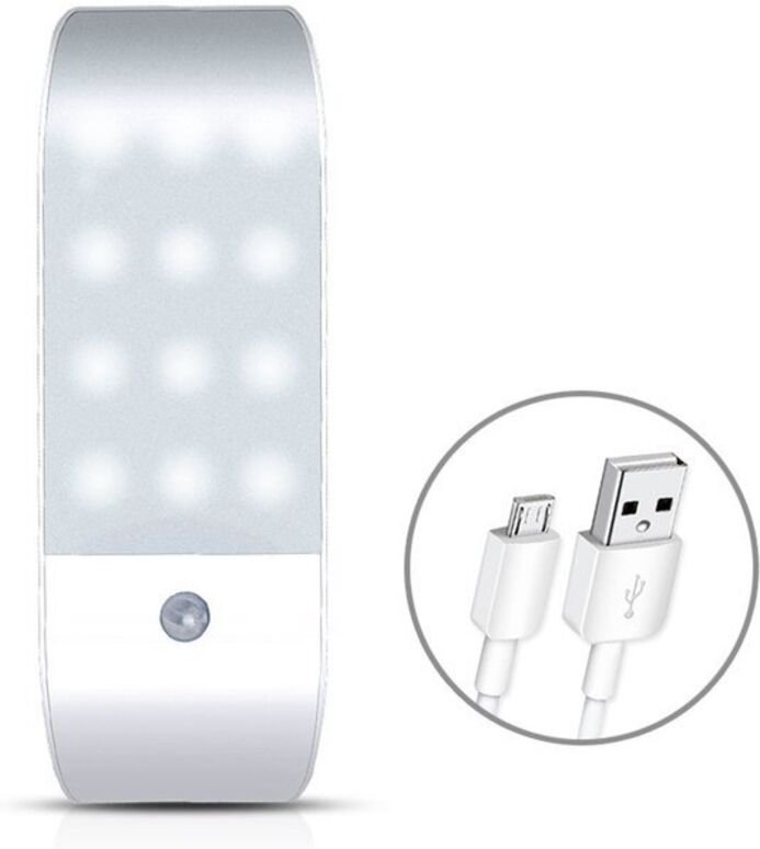 Kleiderschrankleuchte mit Bewegungsmelder, Nachtlicht, wiederaufladbar über USB-C, mit Magnetverschluss, weißes LED-Lich...