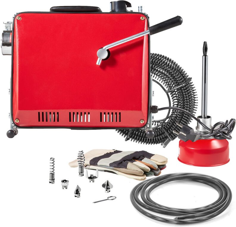 Mophorn Elektrische Rohrreinigungsmaschine, 390 W, 1400 U/min, Abflussreiniger mit 12 m x 16 mm & 8 m x 9,5 mm Spiralkab...