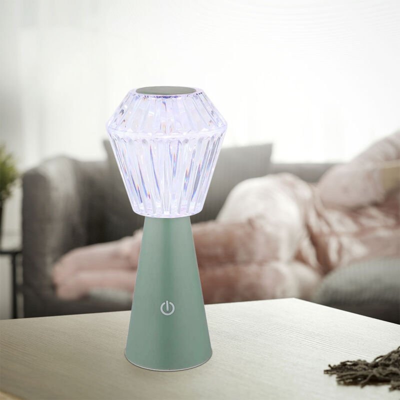 Globo Lighting - Tischlampe Beistellleuchte Dekoleuchte rgb led Kristall klar usb Touch Akku grün