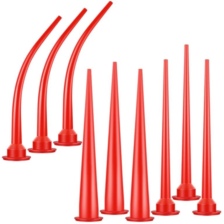 Kartuschendüse, Kunststoff, Dichtungsapplikator, Verlängerungswerkzeug, gebogen, lang, 9 Stück