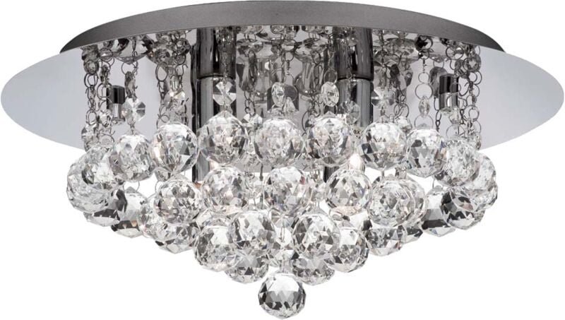 Thumbnail - Searchlight - Deckenleuchte Kristall Wohnzimmer Deckenlampe modern silber, Chrom rund, 4 Flammig 4x G9, DxH 35x17,5 cm