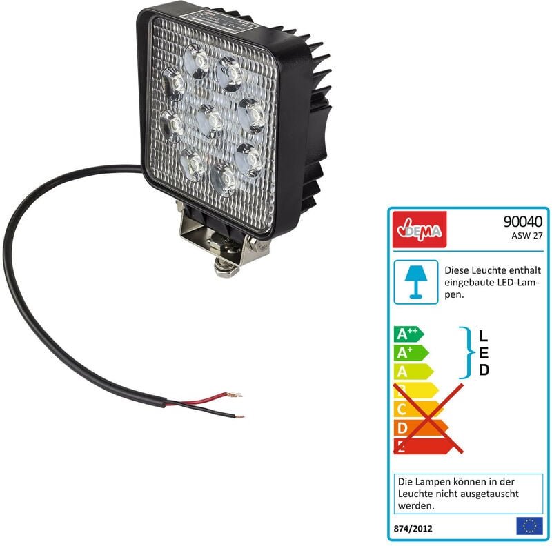 12 Volt led - Arbeitsscheinwerfer 9x3W