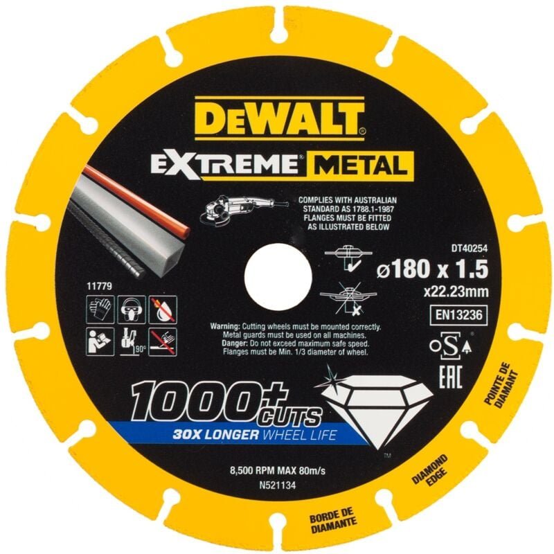 Zubehör - Diamanttrennscheibe Metall 180x22,2 mm DT40254 - Dewalt