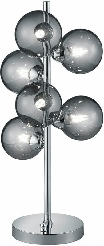 Tischlampe chrom Beistelllampe modern Schreibtischleuchte, Design Tischleuchte 6-flammig Glasschirm Leselampe dimmbar, M...