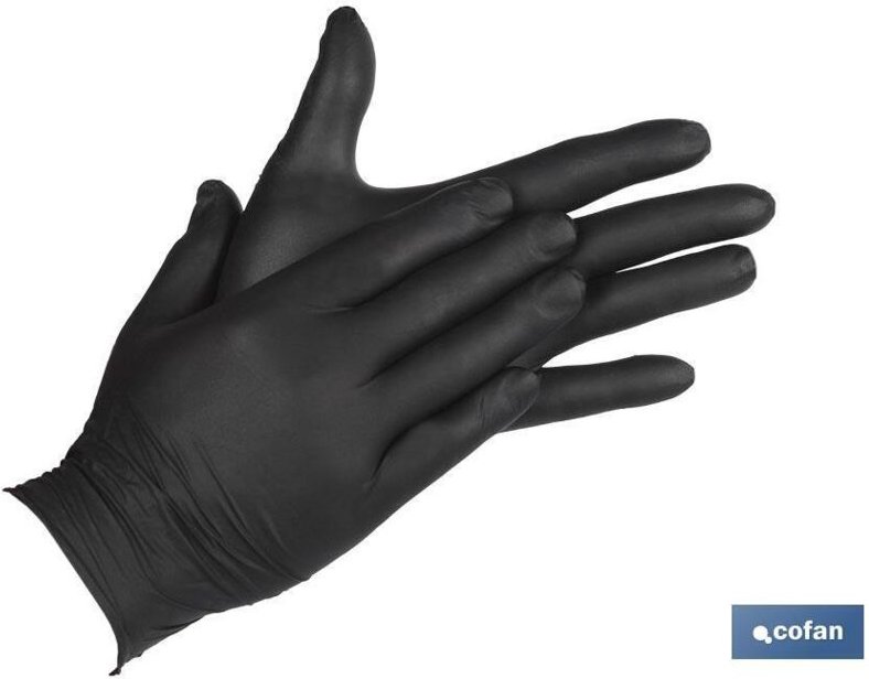 Karton mit 100 Stück schwarzen Nitrilhandschuhen t - s
