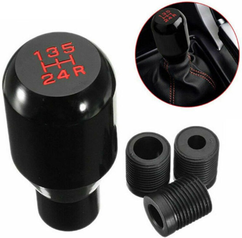 Universal-Schaltknauf für 5-Gang-Schaltgetriebe, Schaltknauf aus Metall mit 3 Adaptern (8 mm, 10 mm, 12 mm) für Fahrzeug...