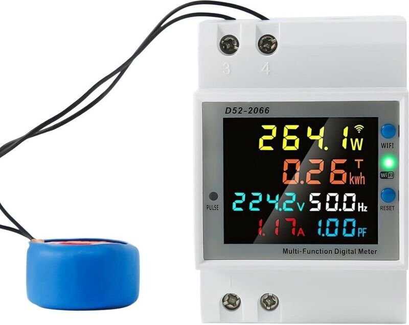 Tuya Smart Einphasen-Stromzähler – WLAN-Steuerung, Amperemeter, Voltmeter, kWh, Energieverbrauchsüberwachung