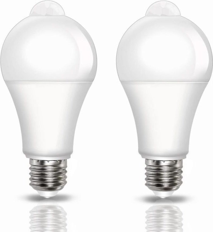 E27 9W Bewegungsmelder-Glühbirne, 800 lm, Kaltweiß (6000 K), E27 LED-Lampe mit PIR-Sensor, automatische Ein-/Ausschaltun...