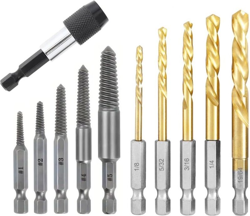 11-teiliges transparentes Schraubenausdreher-Set, Linksgewindebohrer-Set, Linksgewindebohrer und Schrauben-Set