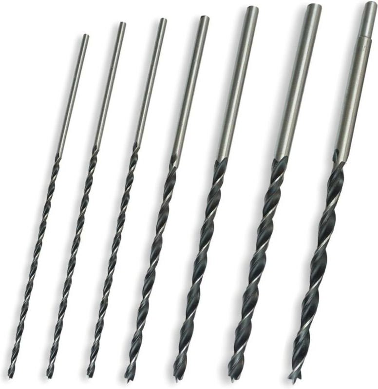 Set mit 30 cm langen Holzbohrern – Spiralbohrer Ø 4–5–6–7–8–10–12 mm x 300 mm