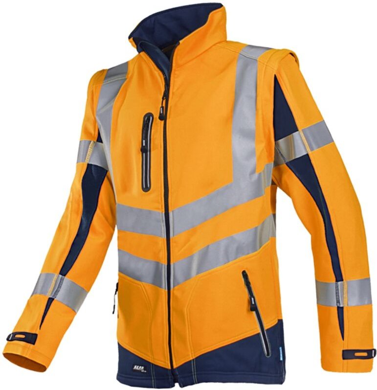 Sioen SIOEN Warnschutz Softshelljacke Malden mit abnehmbaren Ärmeln Gr. S leuchtorange/marine