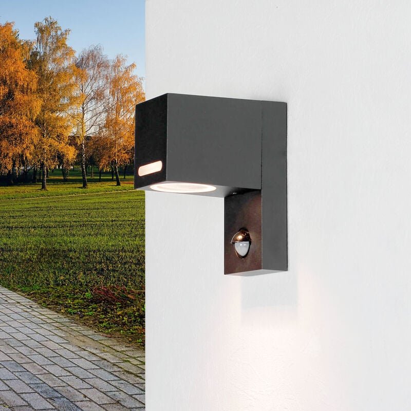 Licht-erlebnisse - Außenleuchte mit Bewegungsmelder IP44 GU10 h: 15 cm klein Aluminium Wandlampe