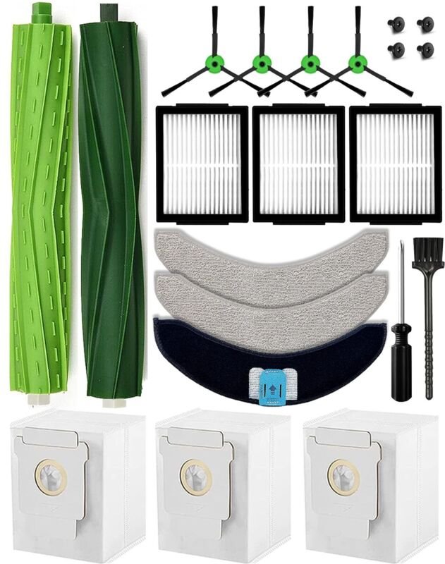 17-teiliges Zubehörset für iRobot Roomba Combo j7+/j7 Plus/j9+/j9 Plus/10 Max: 2 Hauptbürsten, 4 Seitenbürsten, 3 Staubb...