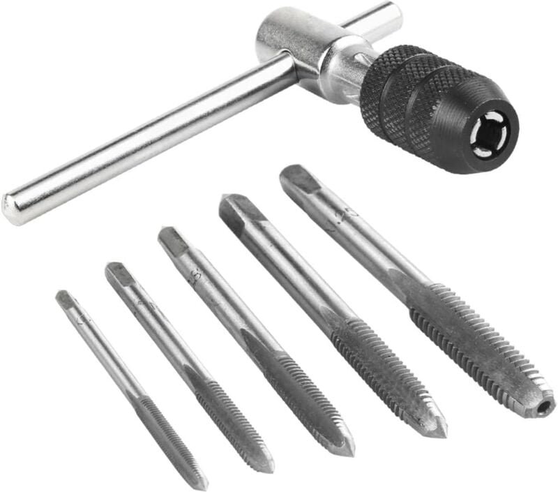 Gotrays - Metrisches Hand-Gewindebohrer-Set, T-Stange, verstellbar, mit Gewindebohrer aus Stahl, M3, M4, M5, M6, M8