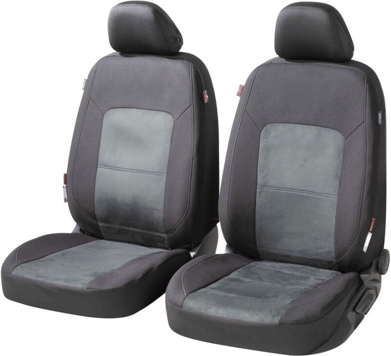 Autositzbezug ZIPP-IT Premium Ellington, PKW-Schonbezüge für 2 Vordersitze mit Reißverschluss-System schwarz/grau