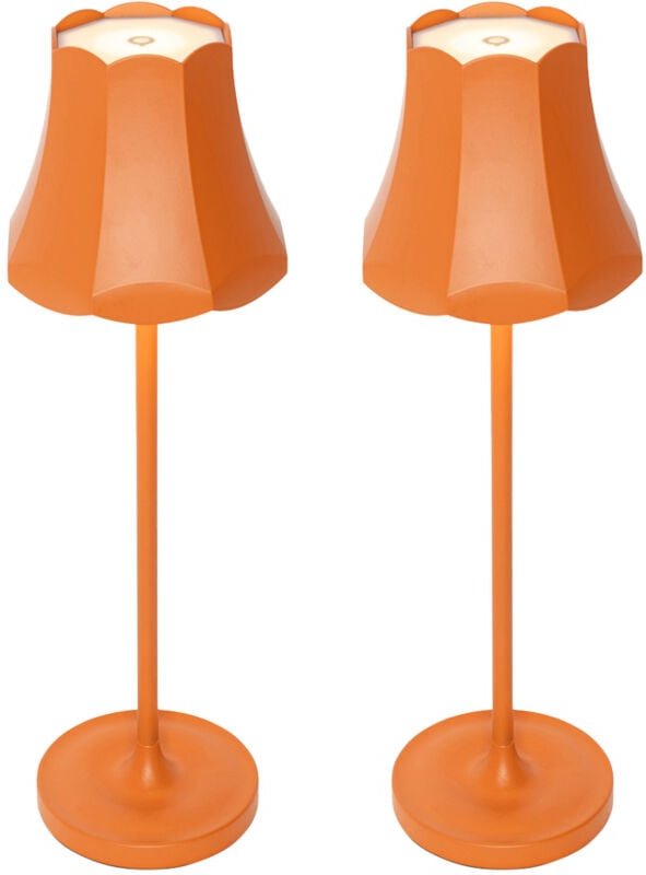 Set mit 2 Retro-Tischleuchten orange wiederaufladbar IP44 - Granny
