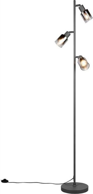 Stehlampe Standleuchte Bürolampe schwarz Metall 3-flammig E14 Fußschalter H 154 cm
