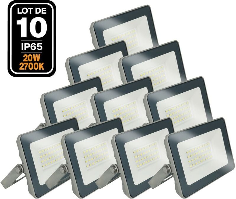 Europalamp - 10 LED-Fluter 20W ProLine Warmweiß 3000K Hohe Helligkeit