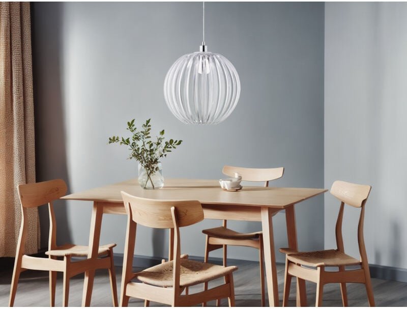 Meinewunschleuchte - led Kugel Pendelleuchte mit Acryllamellen transparent, ø 40cm