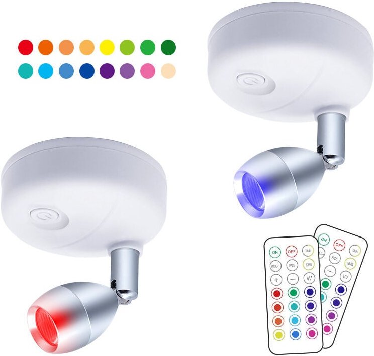 Thumbnail - Kabelloser batteriebetriebener LED-Strahler mit Fernbedienung, Dartboard-Beleuchtung, Akzentlampe für rotierende Fotobel...