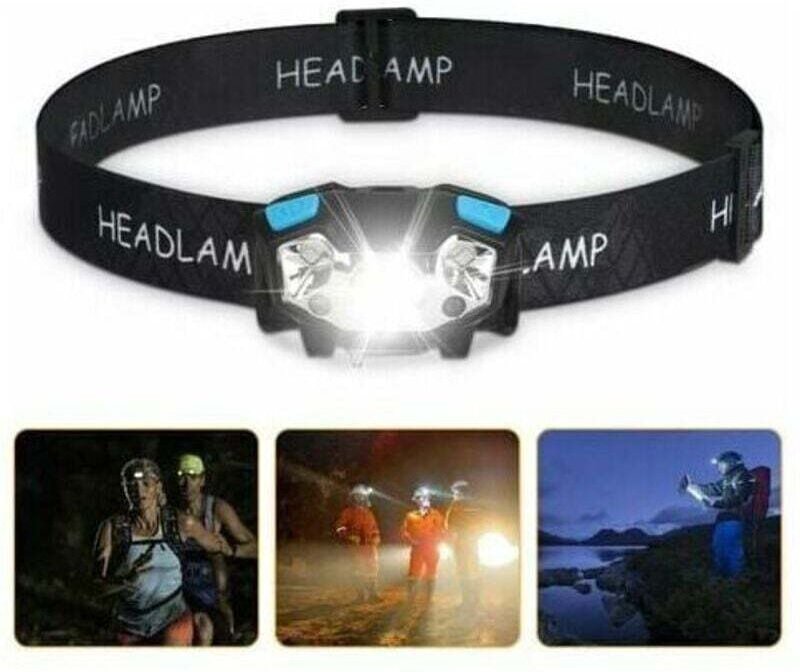 Thumbnail - LED-Stirnlampe: 5000 Lumen, mit Bewegungssensor, wasserdicht und per USB wiederaufladbar, 5 Leuchtmodi und verstellbarem...