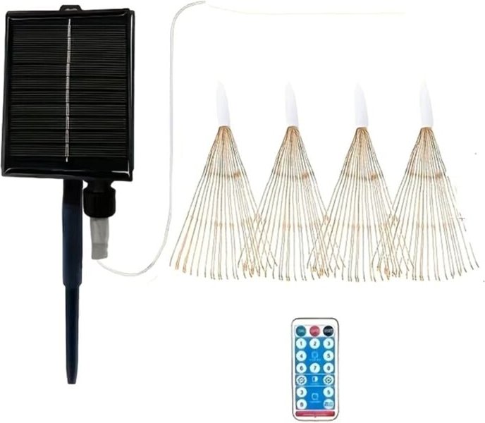 5x96 leds Hängendes Solar-Feuerwerk-Licht 8 Modi Fernbedienung
