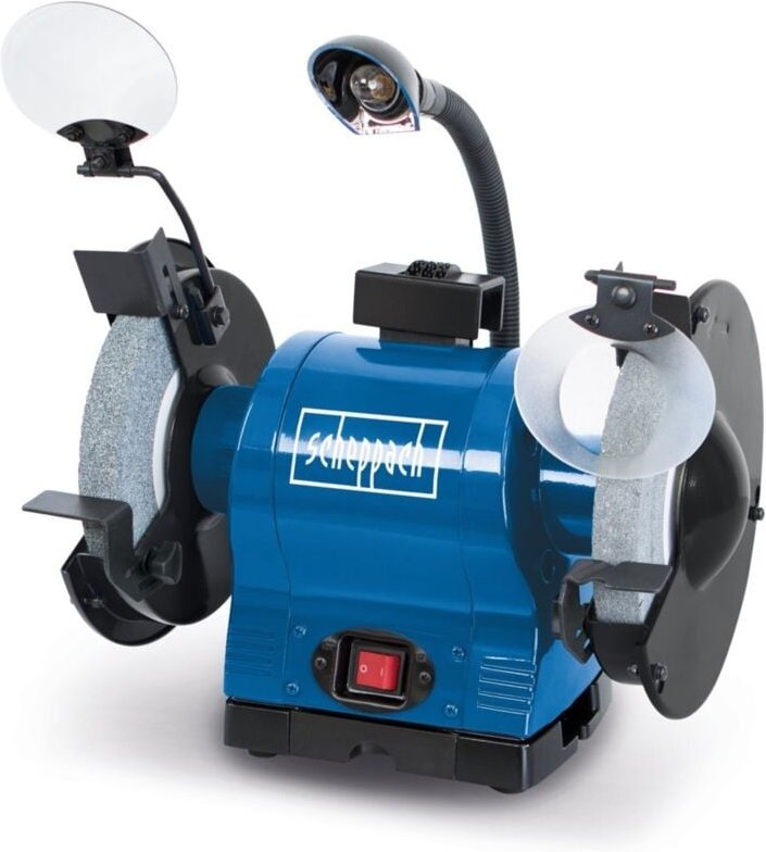 Scheppach - Doppelschleifer BG200 mit Induktionsmotor und Arbeitslampe 230V 550W - Ø200 mm Stein K36 / K60 Funkenschutz ...