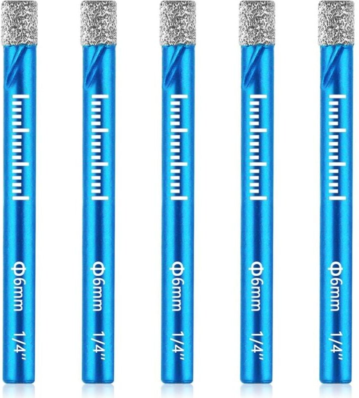 Fliesenbohrer, 5 Stück, 6 mm, vakuumgelötete Diamantbohrer, gelötete Fliesenbohrer, Lochsägen, schnelles Bohren für Kera...