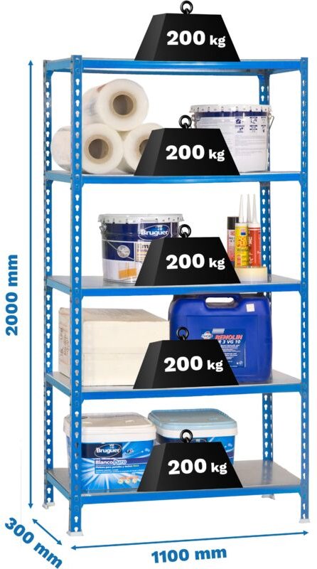 Simonrack Leichte blaue Metallregal 5 Böden