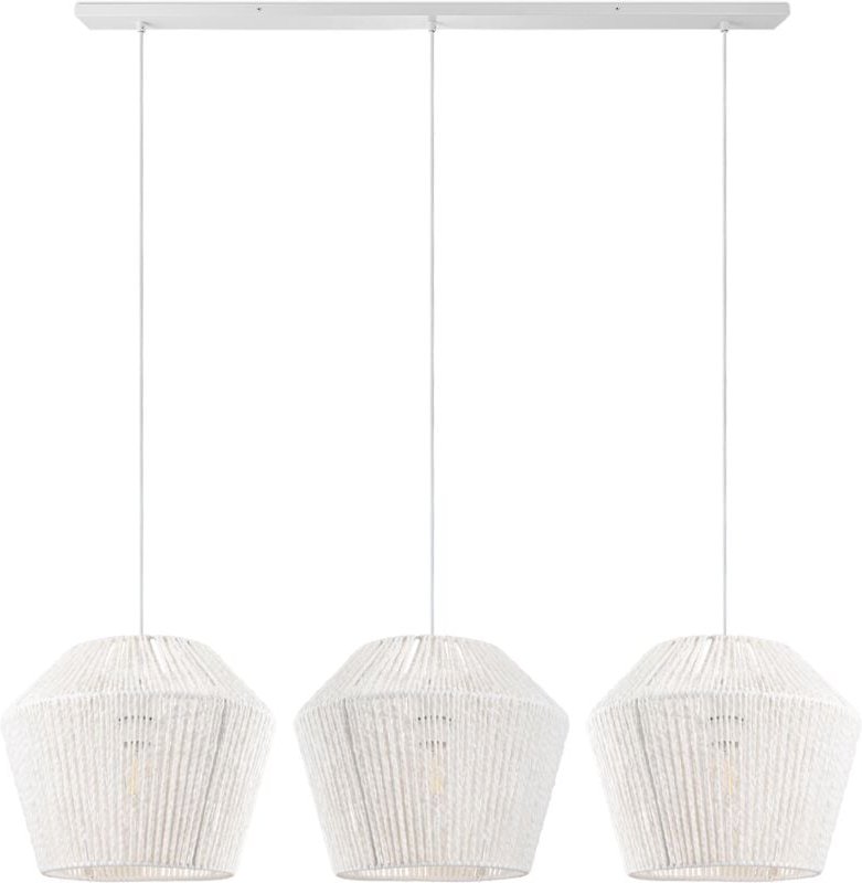 Pendelleuchte Esstisch Korb Boho Hängelampe Esszimmer Lampe E27 Rattan Pendelleuchte - Weiß, Weiß (Ø33cm) - Paco Home