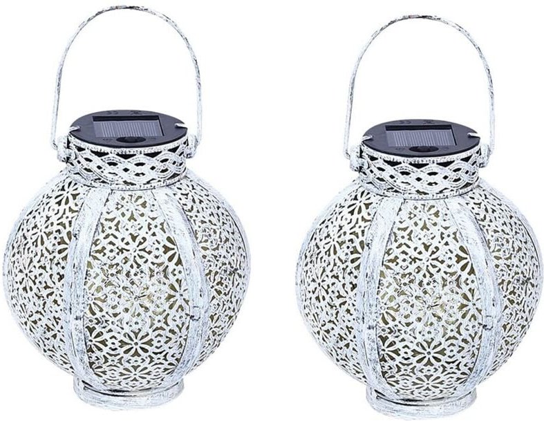 2 Packungen Solarlaternen zum AufhäNgen für Den AußEnbereich, GroßE Retro Wasserdicht mit , Metalldekor