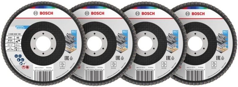 Bosch X451 Fächerschleifscheiben Set, 125 x 22,23 mm, K40/K60/K80/K120, Z27, 15-tlg.