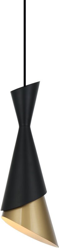 Malia - Moderner hängender Anhänger Schwarz, Gold 1 Licht, E27 - Italux