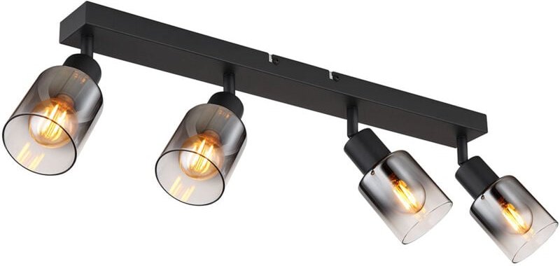 Spot - Hubertus - schwarz - glas metall rauchglas - - Globo