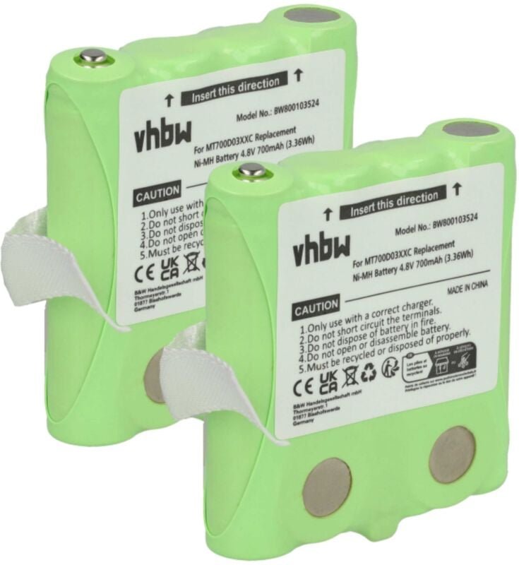 2x Akku kompatibel mit DeTeWe Outdoor 8000, PMR8000, pmr 8000, Simvalley WT-100 Funkgerät, Walkie Talkie (700 mAh, 4,8 v...