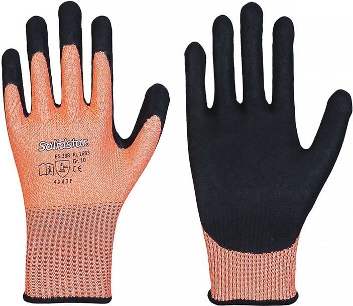 FP - leipold 1683 Schnittschutzhandschuhe Solidstar 1683 Gr.9 orange/schwarz hppe/