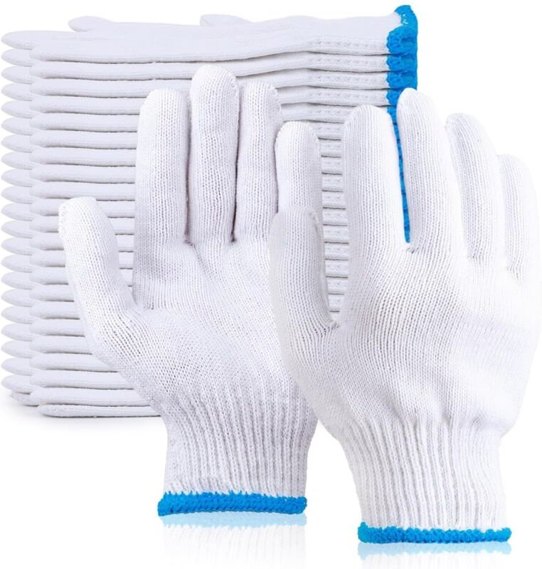 Weiße Handschuhe für Damen und Herren, 12 Paar Küchenhandschuhe, geeignet zum Grillen, Kochen, für den Backofen usw.