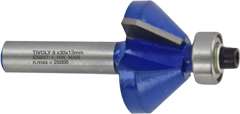 Fasenfräser • Ø45 mm • Hartmetallklinge • Ø8 mm Schaft • Für die Holzbearbeitung - Tivoly