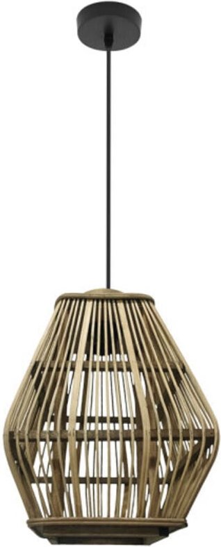 Pendel-Deckenleuchte „Tojar“ mit verstellbarer Höhe E27 (220/240V) IP20 36130xØ23x23cm aus schwarzem Metall und Bambus