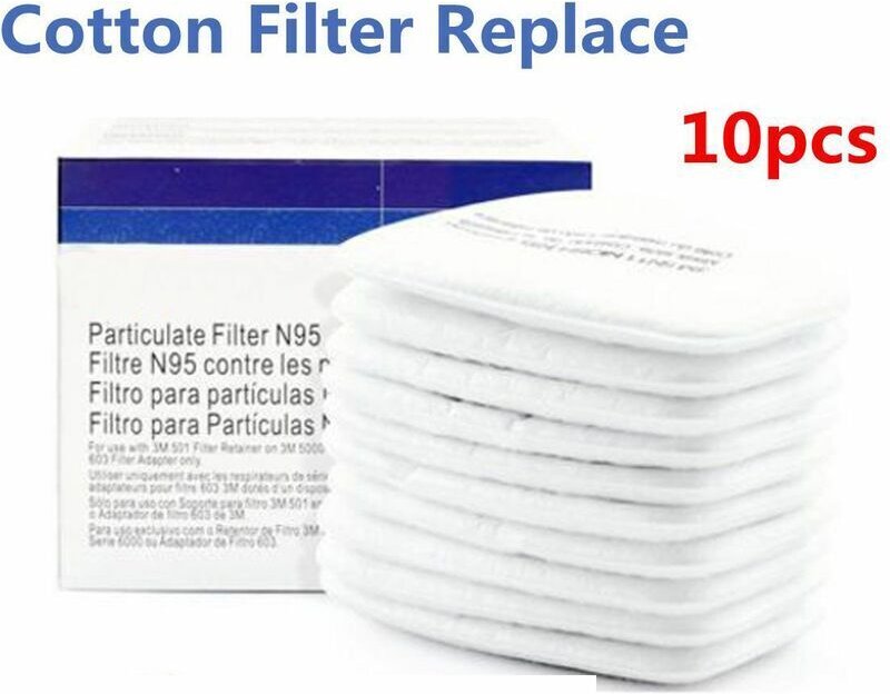 10 Stück Baumwollfilter / Patronen-Ersatzteile für Atemschutzmasken der Serien 6000501 6200 7502 6800.