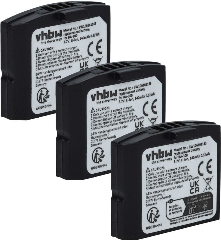 Vhbw - 3x Akku kompatibel mit Sennheiser Set 833 tv, Set 843 tv Wireless Headset Kopfhörer (140mAh, 3,7V, Li-Polymer)