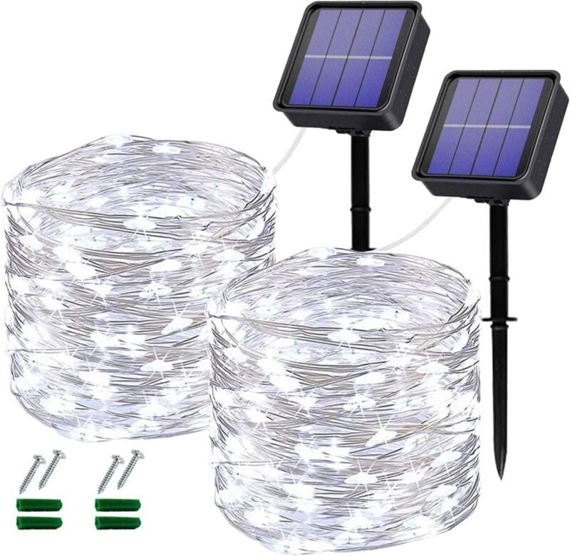 Solar-Lichterkette für den Außenbereich, 12 m, 100 LEDs, Solar-Lichterkette, 8 Modi, wasserdicht, Kupferdraht, Dekoratio...