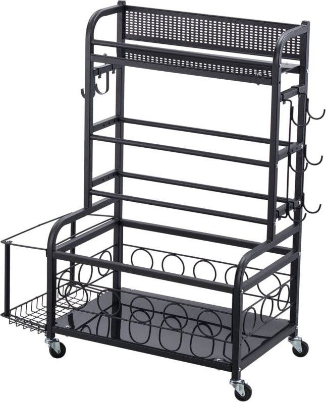 Mophorn Yogamatten-Aufbewahrungsregal, Home-Gym-Organizer, Stahlhalter mit Haken und Rädern, Gewichtsständer für Hanteln...