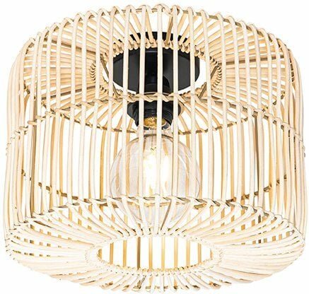Orientale Deckenleuchte Schwarz mit Rattan - Maud