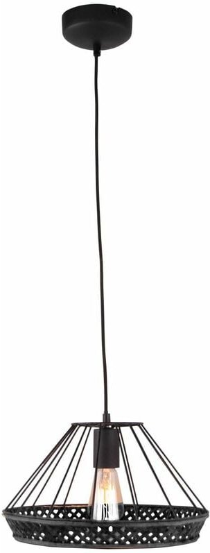 Tory Pendelleuchte 1flg schwarzmatt/rattan Innenleuchten,Pendelleuchten 1x A60, E27, 40W, geeignet für Normallampen (nic...