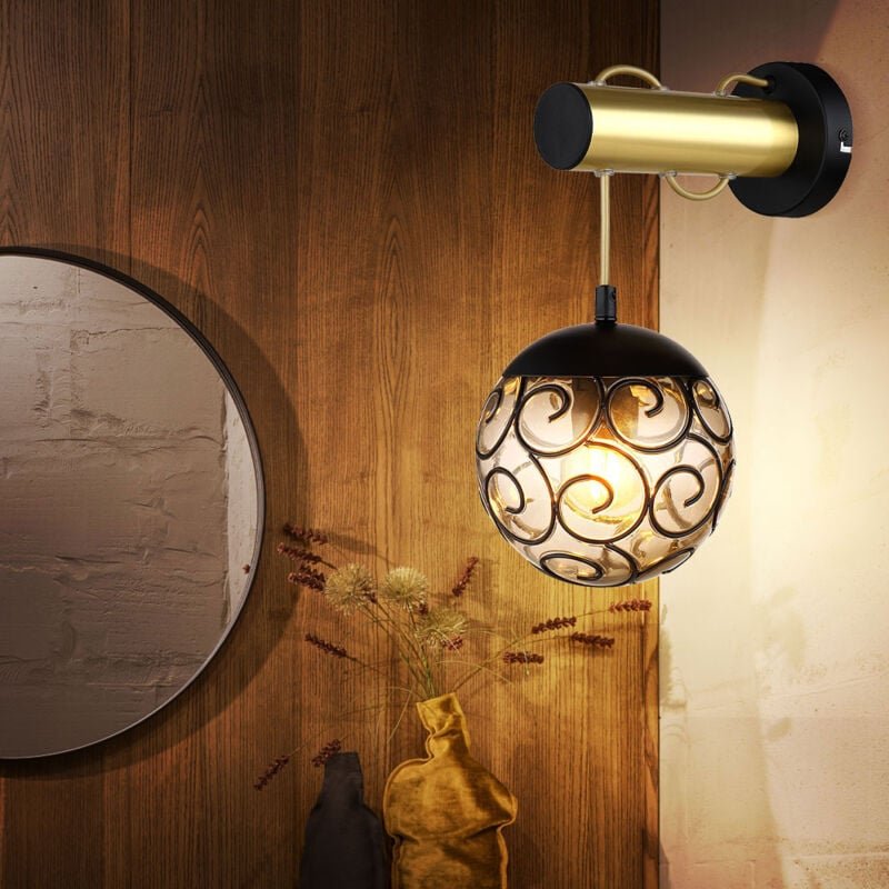 Wandleuchte Spotlampe Flurleuchte Schlafzimmerlampe Goldfarbe Metall Schwarz