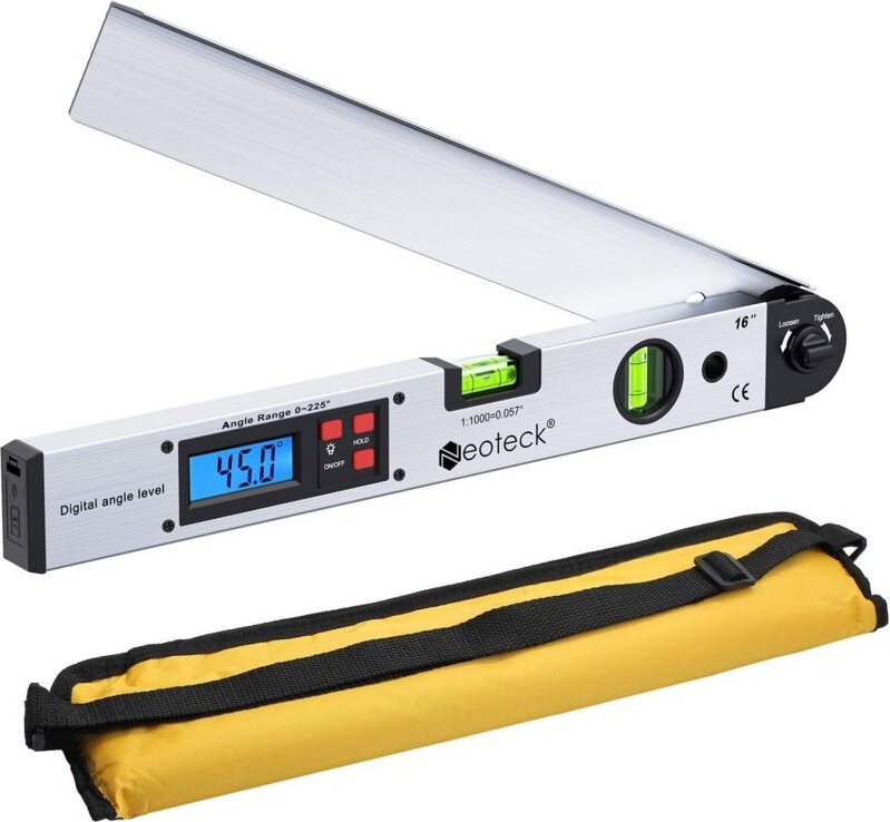 400 mm/16 Zoll digitales Goniometer – LCD-Horizontalwinkellineal mit Hintergrundbeleuchtung (0–225 °)