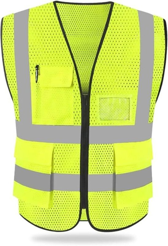 Warnweste mit hoher Sichtbarkeit, reflektierende Sicherheitsweste, Kleidung, Arbeit, Geschäftsführer, Weste, Jacke, Reiß...